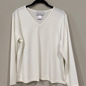 Susan Graver V-neck Off-white Top